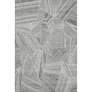 HomeRoots 8' X 10' Modern Gray and Silver Geometric Area Rug - Washable, UV Protected, Stain-Resistant Design 672765