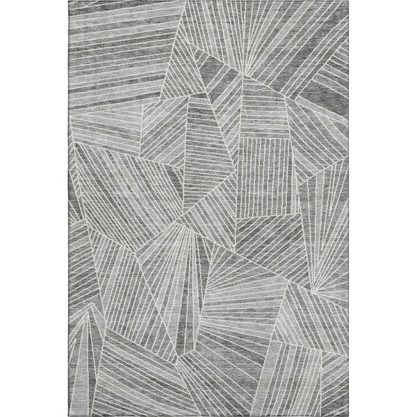 HomeRoots 8' X 10' Modern Gray and Silver Geometric Area Rug - Washable, UV Protected, Stain-Resistant Design 672765