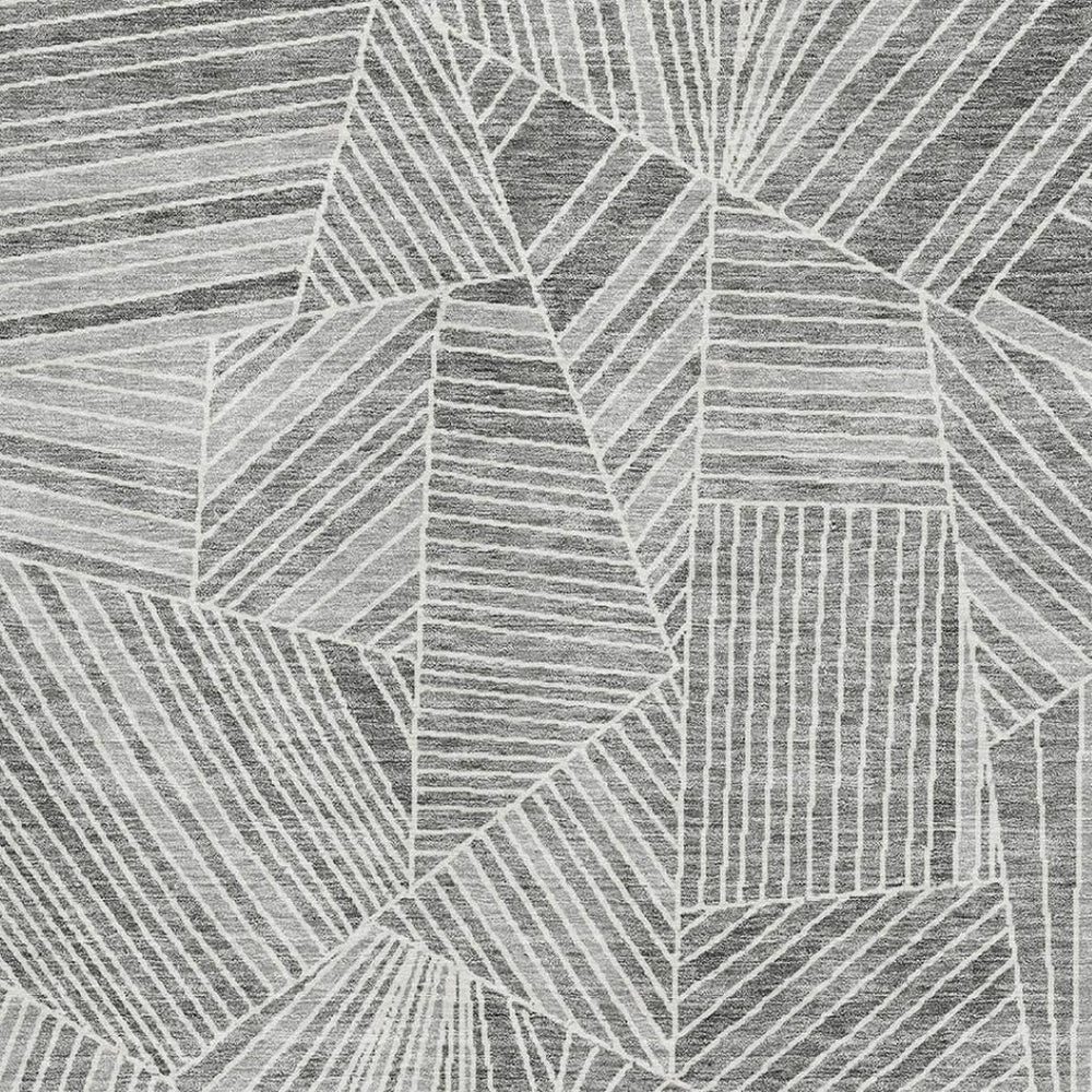 HomeRoots 8' X 10' Modern Gray and Silver Geometric Area Rug - Washable, UV Protected, Stain-Resistant Design 672765