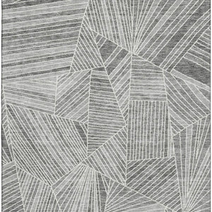 HomeRoots 8' X 10' Modern Gray and Silver Geometric Area Rug - Washable, UV Protected, Stain-Resistant Design 672765