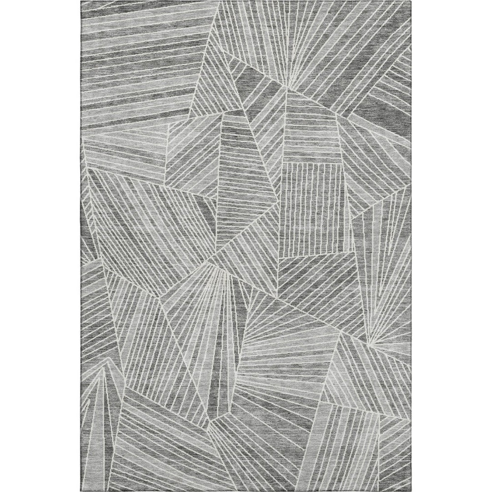 HomeRoots 9' X 12' Stylish Gray and Silver Geometric Area Rug – Durable, Washable, UV-Protected for Every Home 672766