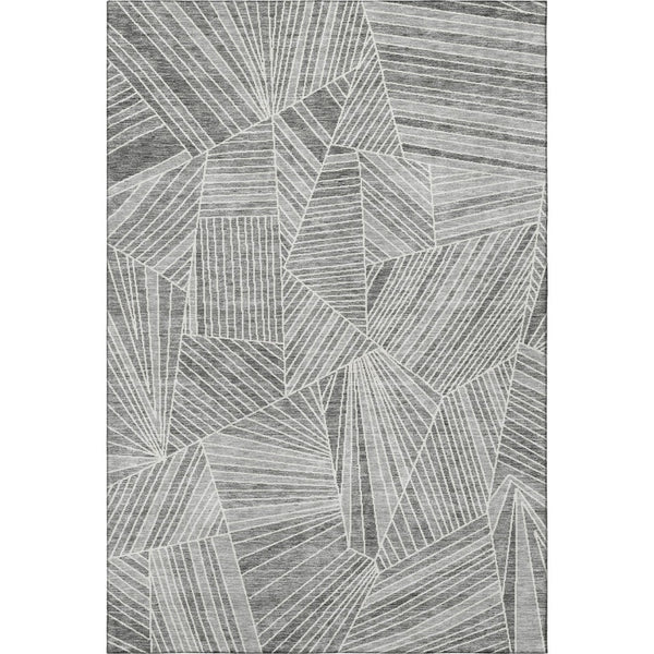 HomeRoots 9' X 12' Stylish Gray and Silver Geometric Area Rug – Durable, Washable, UV-Protected for Every Home 672766