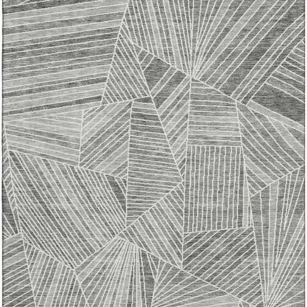 HomeRoots 10' Gray & Silver Geometric Area Rug - Washable, UV Protected, Perfect for Busy Homes & Patios! 672767