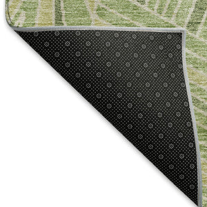 HomeRoots 5' X 8' Modern Green and Beige Geometric Area Rug - Washable, UV Protected, Stain Resistant Comfort 672769