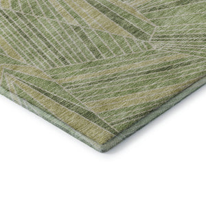 HomeRoots 5' X 8' Modern Green and Beige Geometric Area Rug - Washable, UV Protected, Stain Resistant Comfort 672769