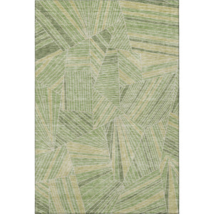 HomeRoots 5' X 8' Modern Green and Beige Geometric Area Rug - Washable, UV Protected, Stain Resistant Comfort 672769