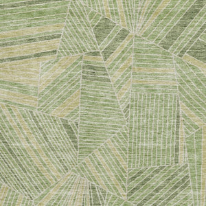 HomeRoots 8' X 10' Geometric Green and Beige Washable Area Rug - UV Protected, Stain Resistant, Modern Style 672771