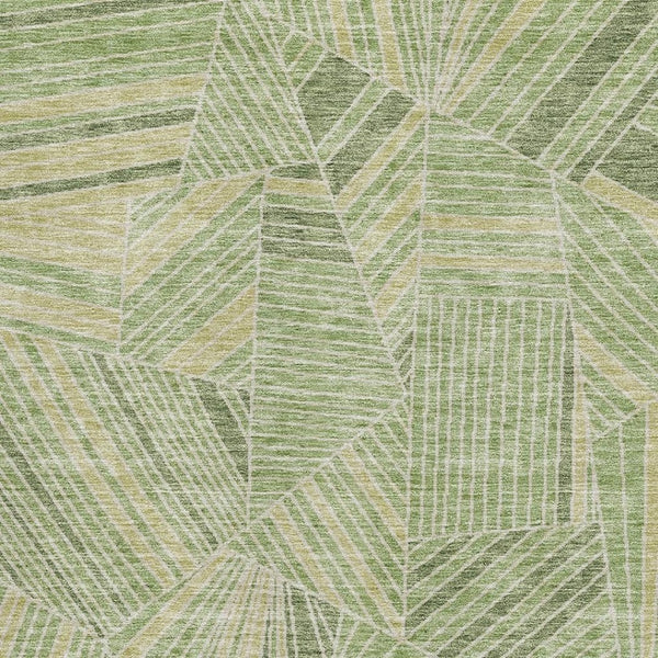 HomeRoots 8' X 10' Geometric Green and Beige Washable Area Rug - UV Protected, Stain Resistant, Modern Style 672771