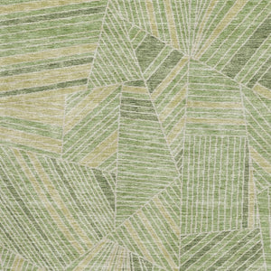 HomeRoots 10' Green and Beige Geometric Area Rug - Washable, UV-Protected, Durable & Stylish for Any Space 672773
