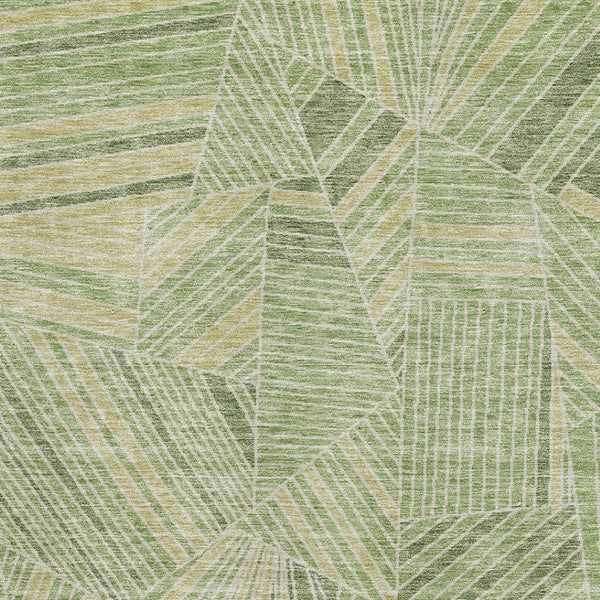 HomeRoots 10' Green and Beige Geometric Area Rug - Washable, UV-Protected, Durable & Stylish for Any Space 672773