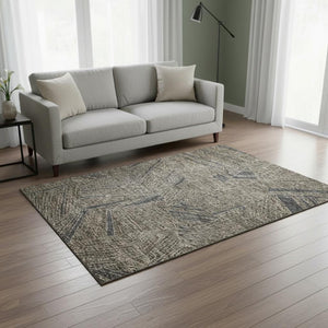 HomeRoots 5' Stylish Coffee & Gray Geometric Area Rug - Washable, UV-Protected, Durable for Busy Homes 672775