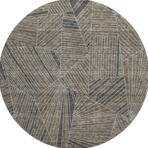 HomeRoots 8' Modern Geometric Coffee and Gray Round Rug - Washable, UV Protected, Stain Resistant for Active Homes 672776