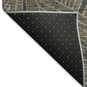 HomeRoots 8' X 10' Coffee and Gray Geometric Washable Area Rug with Stain Resistance and UV Protection 672777