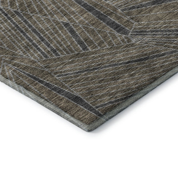 HomeRoots 8' X 10' Coffee and Gray Geometric Washable Area Rug with Stain Resistance and UV Protection 672777