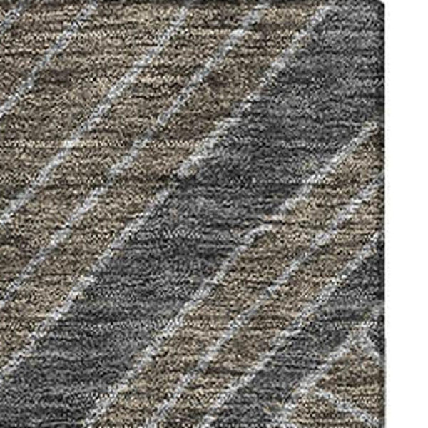 HomeRoots 8' X 10' Coffee and Gray Geometric Washable Area Rug with Stain Resistance and UV Protection 672777