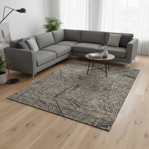 HomeRoots 9' X 12' Coffee and Gray Geometric Area Rug – Washable, UV Protected, Durable for Busy Homes 672778