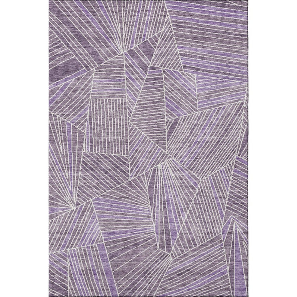 HomeRoots 5' X 8' Stylish Purple and Ivory Geometric Area Rug – Washable, UV Protected, Perfect for Homes! 672781