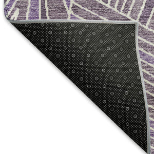 HomeRoots 8' Purple and Ivory Geometric Washable Round Rug - UV Protected, Durable, Stain Resistant, Stylish! 672782