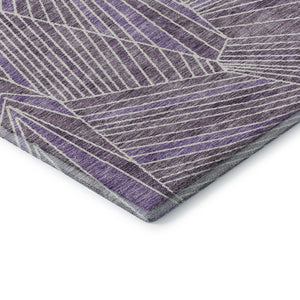 HomeRoots 8' Purple and Ivory Geometric Washable Round Rug - UV Protected, Durable, Stain Resistant, Stylish! 672782