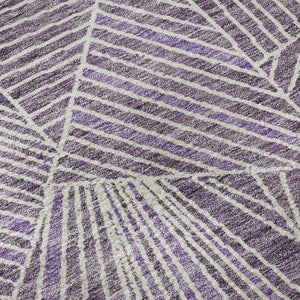 HomeRoots 8' Purple and Ivory Geometric Washable Round Rug - UV Protected, Durable, Stain Resistant, Stylish! 672782