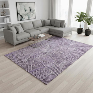 HomeRoots 9' X 12' Purple And Ivory Geometric Area Rug – Washable, UV-Protected & Perfect for Busy Homes! 672784