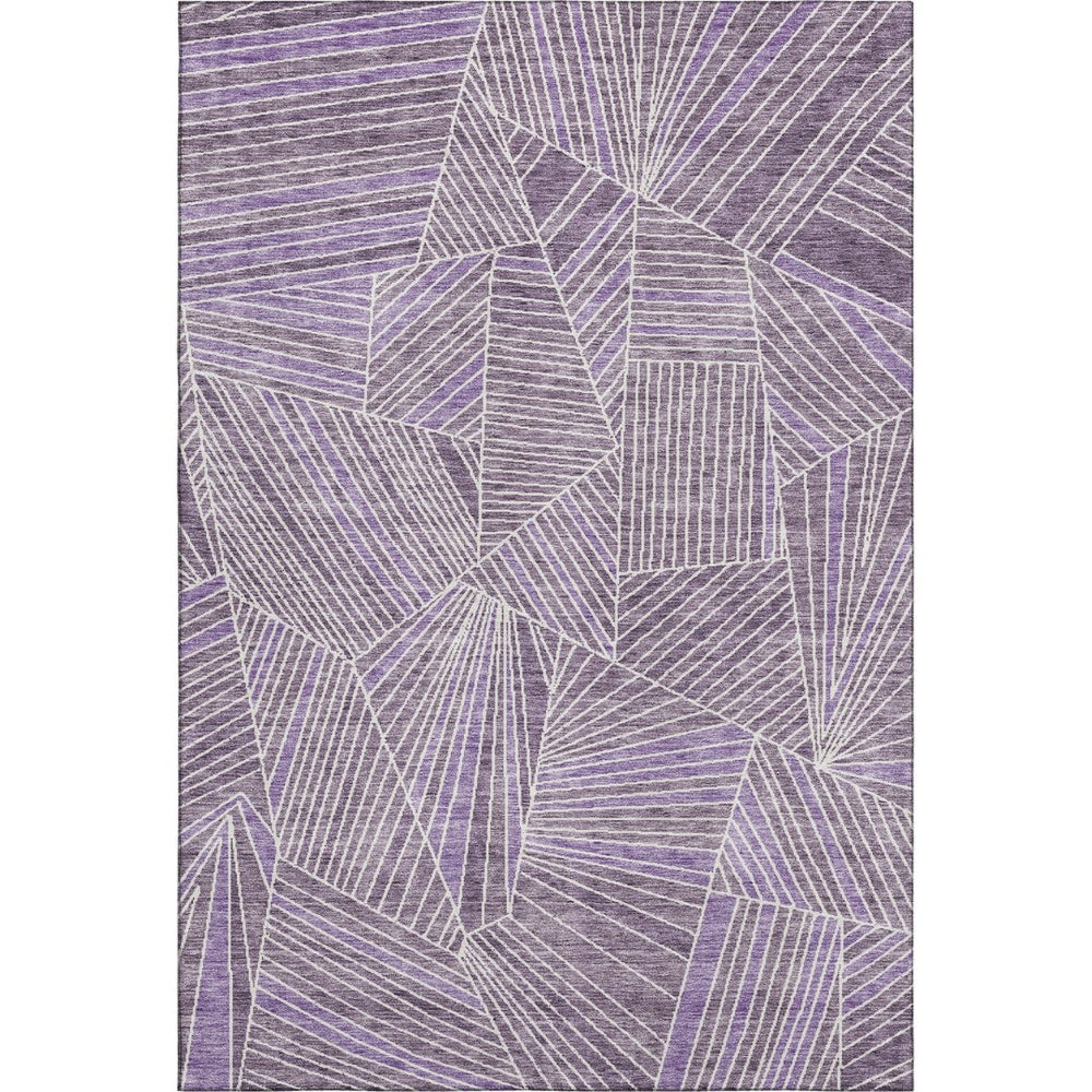HomeRoots 10' X 14' Purple & Ivory Geometric Washable Area Rug – Durable, Stain-Resistant & UV Protected Design 672785
