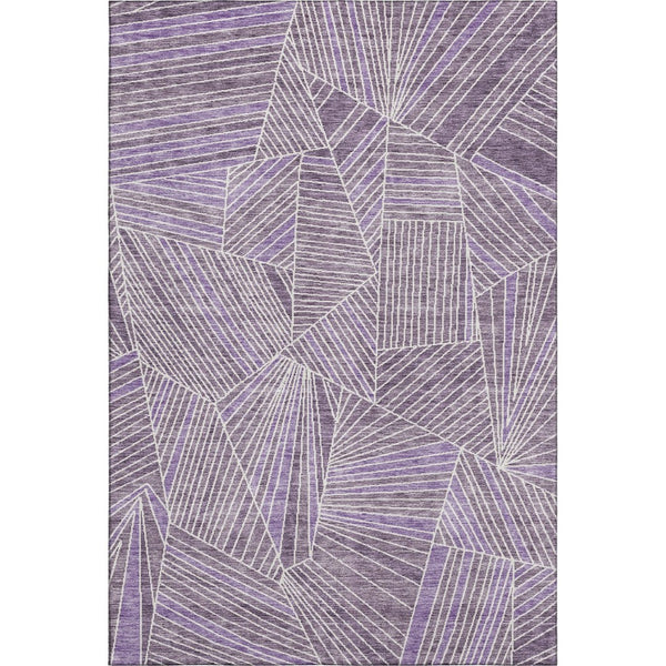 HomeRoots 10' X 14' Purple & Ivory Geometric Washable Area Rug – Durable, Stain-Resistant & UV Protected Design 672785