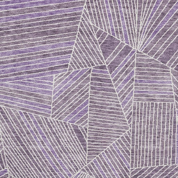 HomeRoots 10' X 14' Purple & Ivory Geometric Washable Area Rug – Durable, Stain-Resistant & UV Protected Design 672785