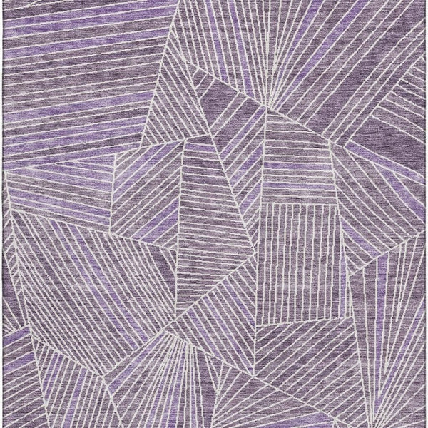 HomeRoots 10' X 14' Purple & Ivory Geometric Washable Area Rug – Durable, Stain-Resistant & UV Protected Design 672785