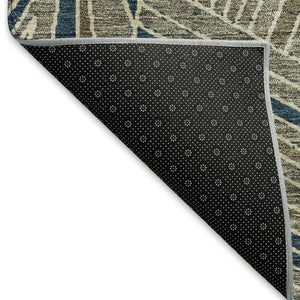 HomeRoots 8' Taupe and Beige Geometric Washable Round Rug with UV Protection for Modern Living Spaces 672788