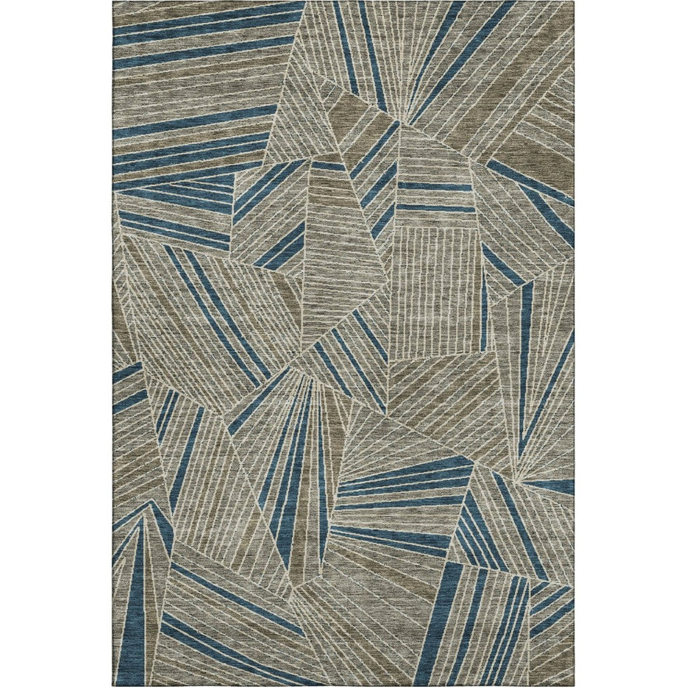 HomeRoots 8' X 10' Geometric Taupe & Beige Washable Area Rug with UV Protection - Stylish, Durable & Easy Care 672789
