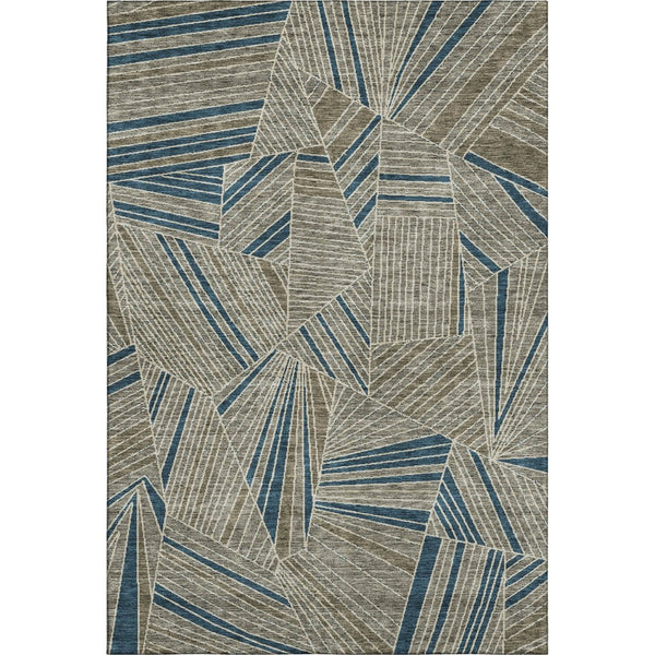 HomeRoots 8' X 10' Geometric Taupe & Beige Washable Area Rug with UV Protection - Stylish, Durable & Easy Care 672789