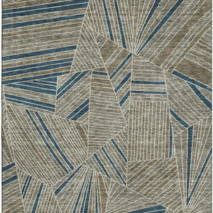 HomeRoots 8' X 10' Geometric Taupe & Beige Washable Area Rug with UV Protection - Stylish, Durable & Easy Care 672789