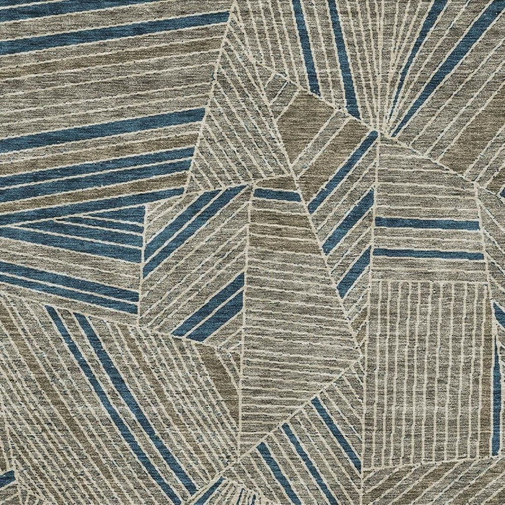 HomeRoots 9' X 12' Taupe & Beige Geometric Area Rug - Washable, UV-Protected, Durable for Homes with Kids & Pets 672790