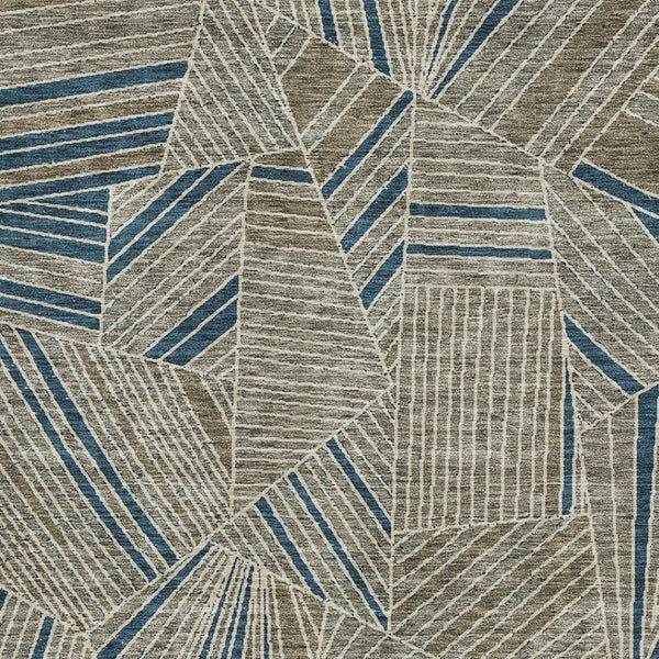 HomeRoots 10' X 14' Taupe & Beige Geometric Area Rug – Durable, Washable, UV-Protected for Modern Homes 672791