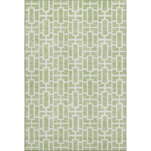 HomeRoots 5' X 8' Artichoke Green and Ivory Geometric Area Rug - Washable, UV Protected, Stylish & Durable! 672799