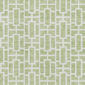 HomeRoots 5' X 8' Artichoke Green and Ivory Geometric Area Rug - Washable, UV Protected, Stylish & Durable! 672799