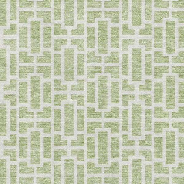HomeRoots 5' X 8' Artichoke Green and Ivory Geometric Area Rug - Washable, UV Protected, Stylish & Durable! 672799