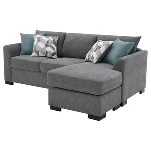 English Elm Pacheco Upholstered Sleeper Sectional with Chaise and Pullout Bed, Patterned Pillows & Sturdy Frame Grey B062P375540