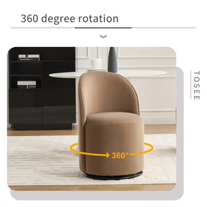 English Elm Set Velvet Swivel Barrel Accent Chair Mid Century Ergonomic Seat for Dining Vanity Brown W3244P308283