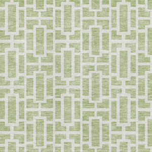 HomeRoots 9' X 12' Artichoke Green Geometric Area Rug - Stain-Resistant, UV Protected, Stylish & Durable Design 672802