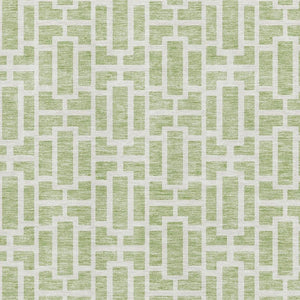 HomeRoots 10' Artichoke Green & Ivory Geometric Washable Area Rug - Durable, Stylish, UV Protected for Homes 672803