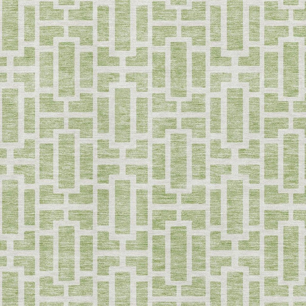 HomeRoots 10' Artichoke Green & Ivory Geometric Washable Area Rug - Durable, Stylish, UV Protected for Homes 672803
