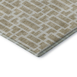 HomeRoots 9' X 12' Washable Beige and Ivory Geometric Area Rug – UV Protected, Perfect for Busy Homes! 672808
