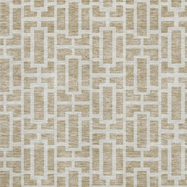 HomeRoots 9' X 12' Washable Beige and Ivory Geometric Area Rug – UV Protected, Perfect for Busy Homes! 672808