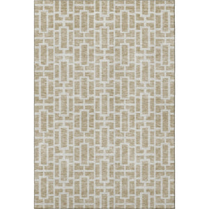 HomeRoots 10' X 14' Washable Beige & Ivory Geometric Area Rug with UV Protection for Stylish Living Spaces 672809