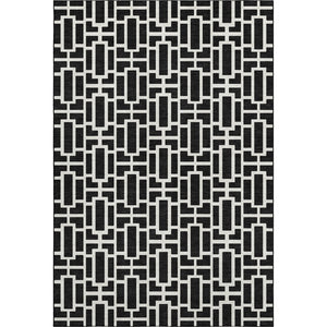 HomeRoots 9' X 12' Black and Ivory Geometric Area Rug - Modern, Washable, UV-Protected, Family-Friendly Design! 672814