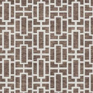 HomeRoots 5' X 8' Brown and Ivory Geometric Area Rug - Durable, Washable, UV-Resistant, Ideal for High-Traffic Spaces 672817