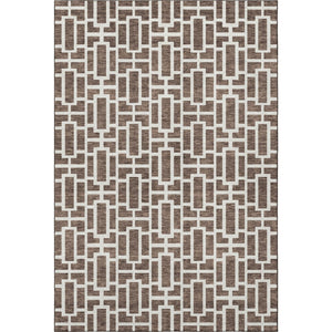 HomeRoots 8' X 10' Modern Brown & Ivory Geometric Area Rug – Washable, UV-Protected, Durable for High-Traffic Spaces 672819