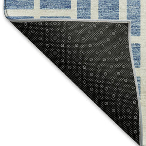HomeRoots 9' Geometric Denim Blue & Ivory Area Rug | Washable, UV Protected, Durable for Kids & Pets 672826